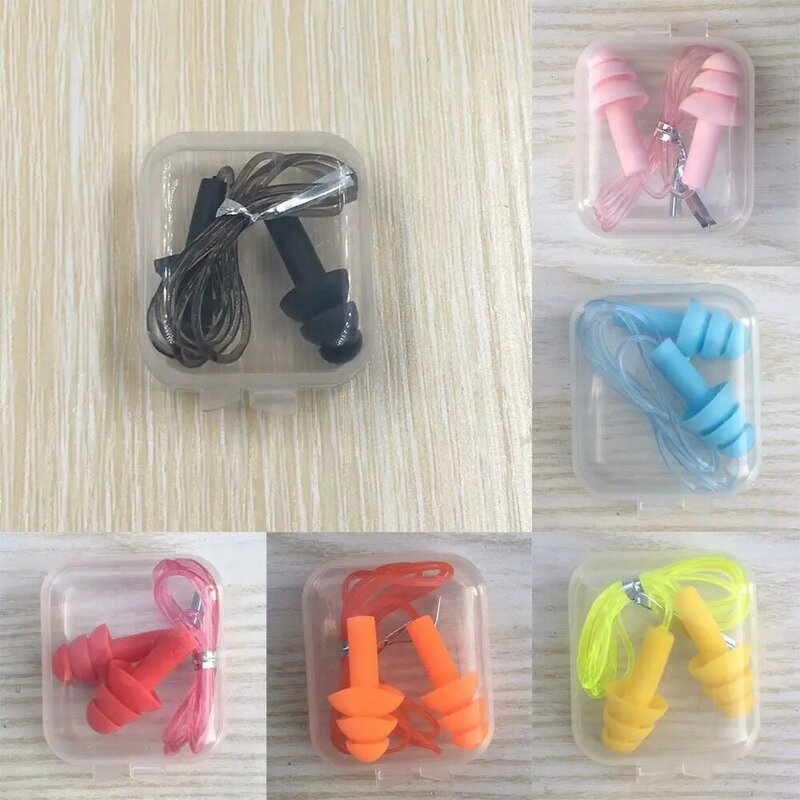 Colorful Soft Silicone Pool Accessories Rope Ear Plugs Hearing Protection Noise Reduction Swimming Ears Protector