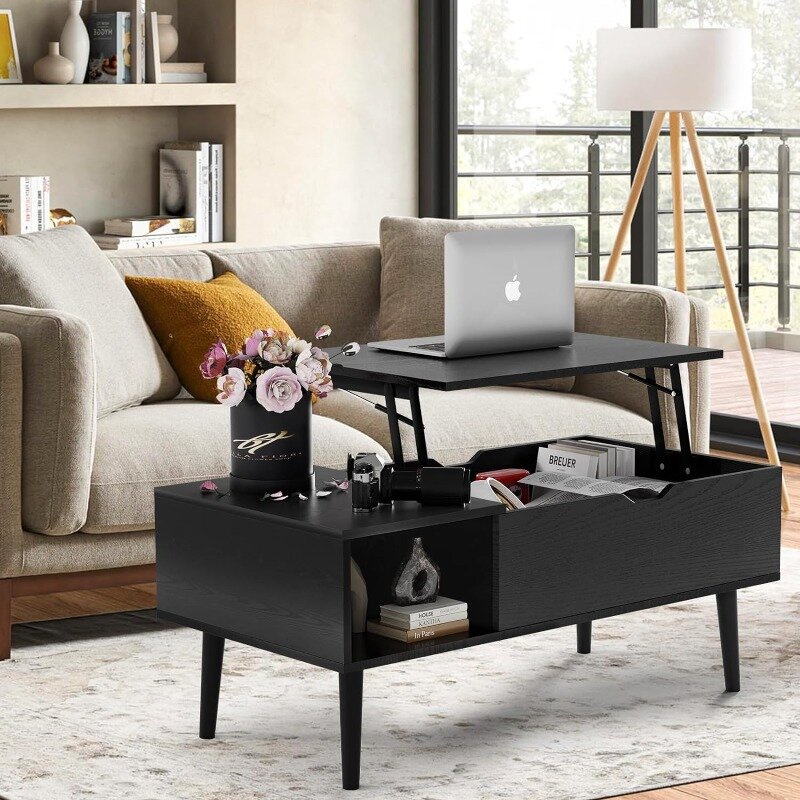 Lift Top Coffee Table para sala de estar, Sofá ajustável para laptop, Móveis de armazenamento com tampo de mesa, Escondido