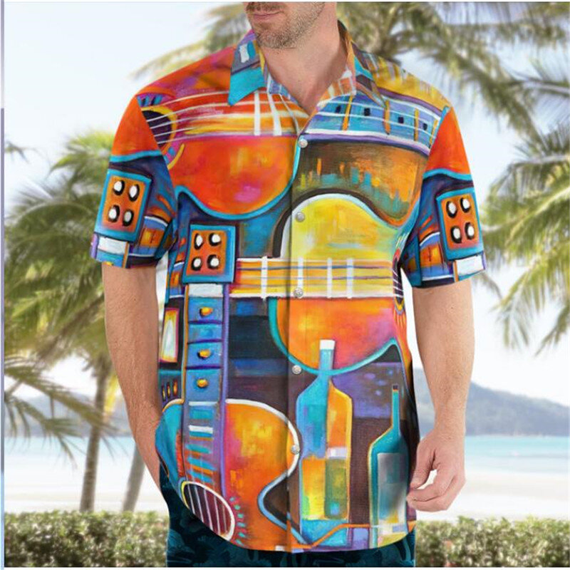 Camisa hawaiana con estampado 3D para hombre, Camisa de manga corta con Chip electrónico, talla grande 5XL, para verano, novedad de 2022