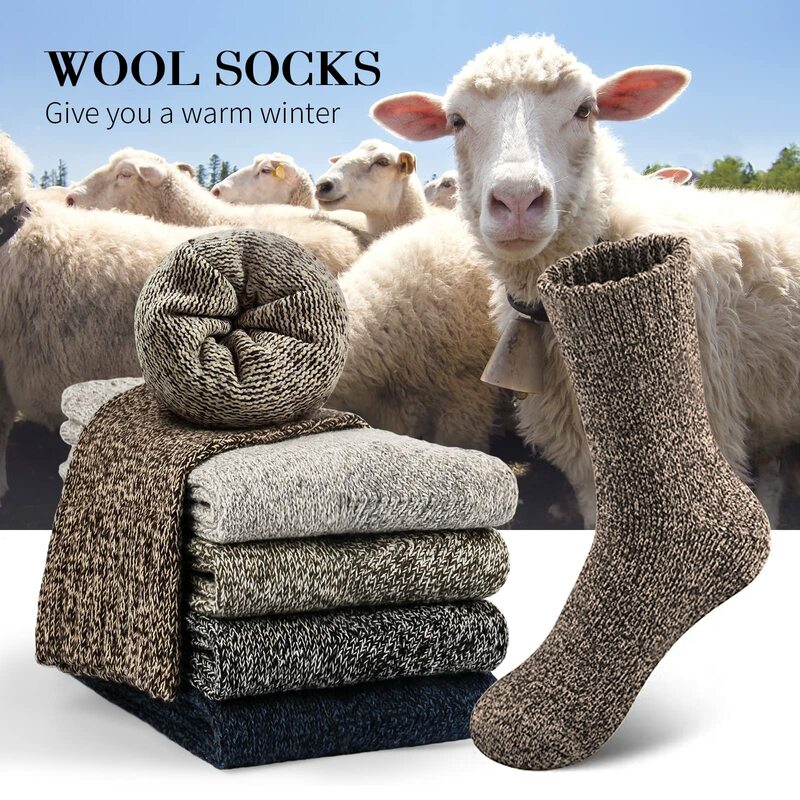 SIMIYA 5 paia di calzini di lana calzini da trekking termici da uomo calzini invernali caldi calzini morbidi da equipaggio calzini di cotone contro il freddo US 7-13