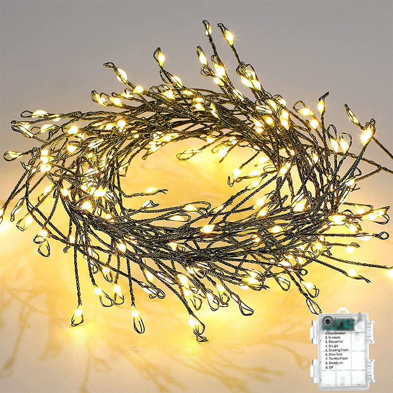 Lampu dekorasi pohon Natal, lampu peri dioperasikan dengan baterai, karangan bunga USB tahan air luar ruangan 2M 3M 5M 10M