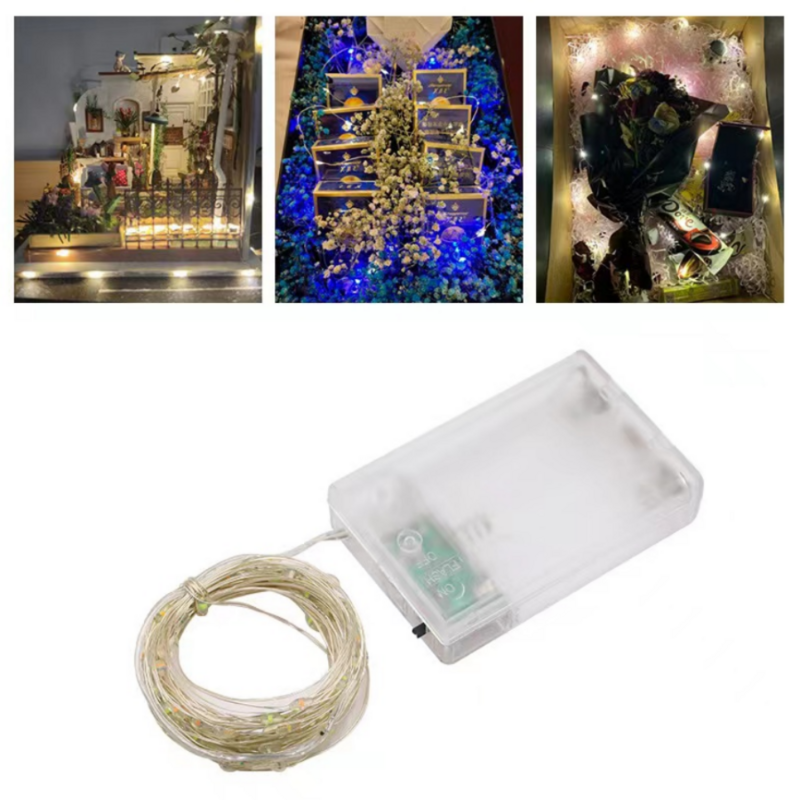 USB 배터리 구리 와이어 화환 램프, LED 스트링 조명, 야외 방수 요정 조명, 크리스마스 웨딩 파티 장식용, 30m