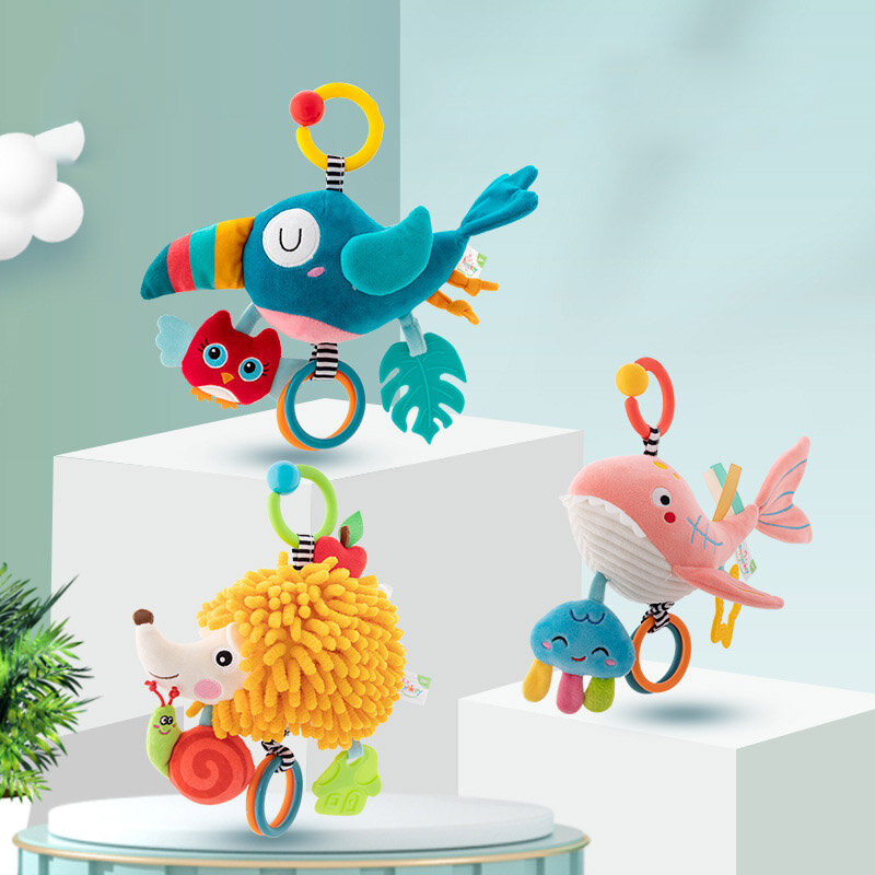 Baby Rattles Toys For Kids 0-12 Months Newborn Plush Toys Stroller Infant Mobile Hanging Cartoon Crib Toddler Bed Bell