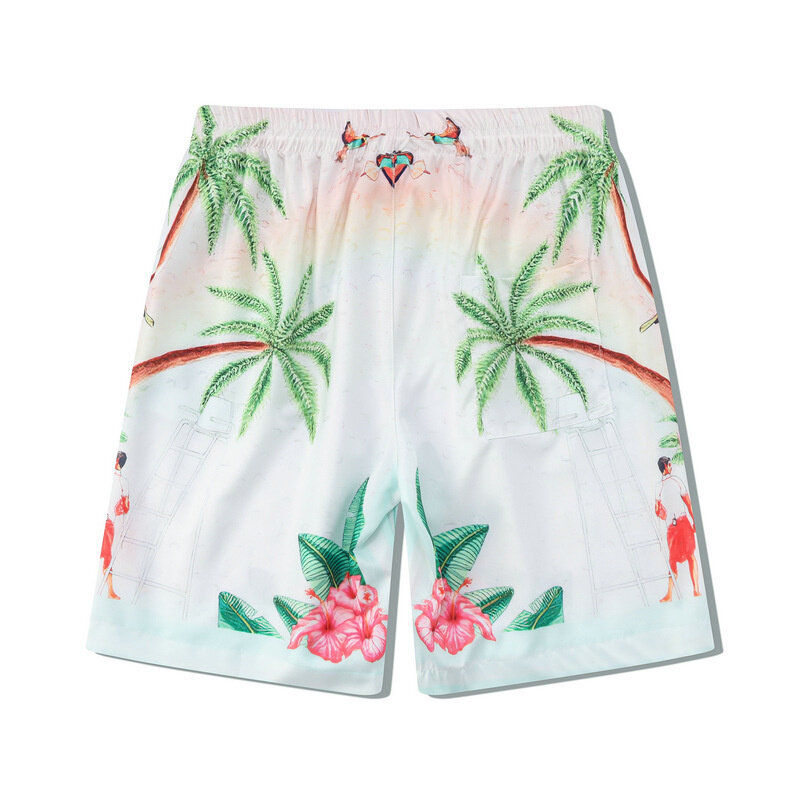 Männer Designer Kleidung Outfit Hawaii Hemd & Shorts Luxus 2 Stück Set Herren Urlaub tropischen Pflanzen druck Kurzarm hemden