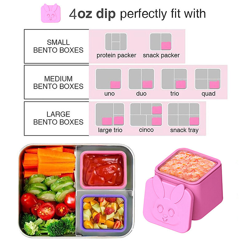 Kotak makan silikon, kotak makan siang silikon, cangkir pembagi saus dengan tutup persegi, kotak penyimpanan bumbu kecil, wadah anti lengket, penutup makanan Bento