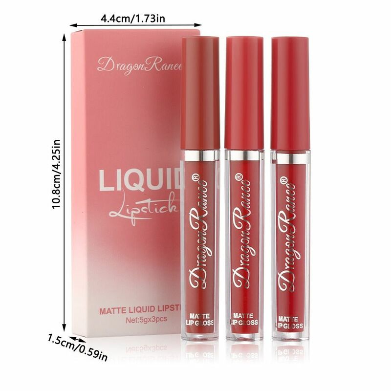 3pcs High Quality Daily Style Waterproof Velvet Lip Glaze Womens Lipstick Lip Gloss Matte Gloss Lipsticks