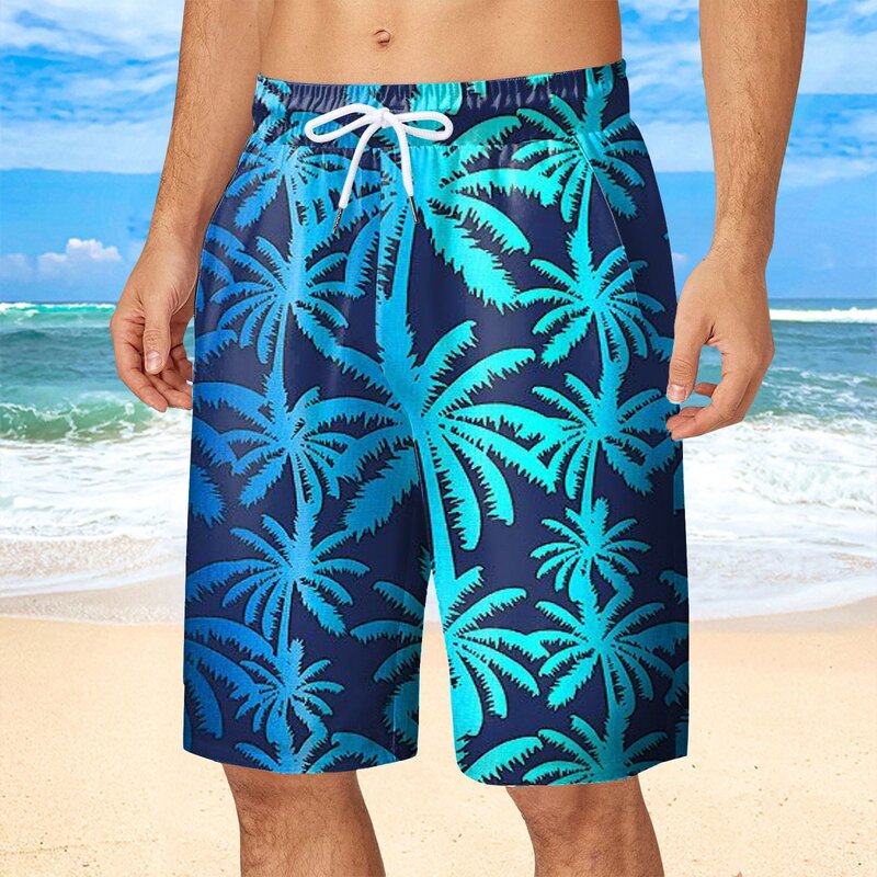Hawajskie krótkie spodenki plażowe dla mężczyzn 3d nadruk kwiat Casual krótkie spodnie spodenki plażowe bandaż elastyczny kąpielówki kostiumu kąpielowego