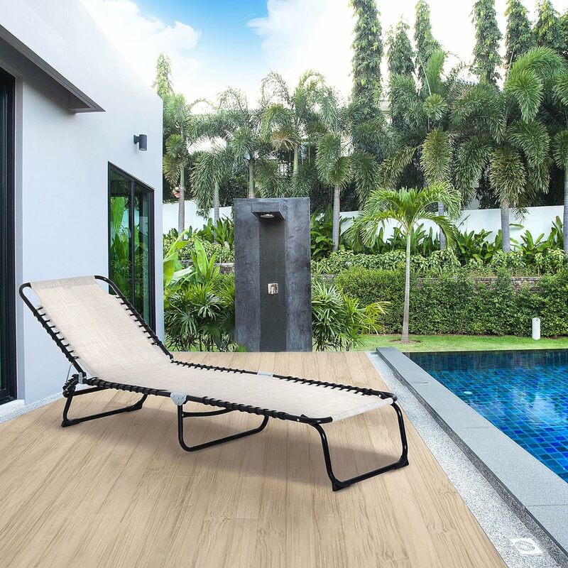 Klappbarer Chaiselongue-Pools tuhl, Sonnen bräunung stuhl auf der Terrasse, Liegestuhl im Freien, Rückenlehne, Kissen, atmungsaktives Netz