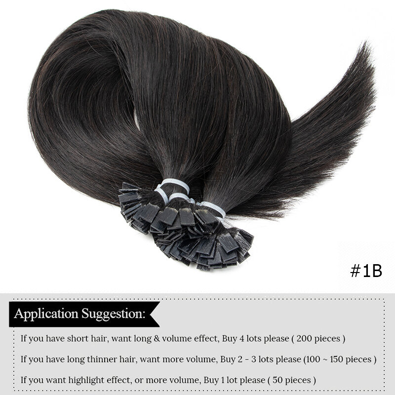Extensiones de cabello humano de queratina de punta plana, cabello de fusión caliente, 30g, 40g por paquete, 50 hebras, 12-24 pulgadas