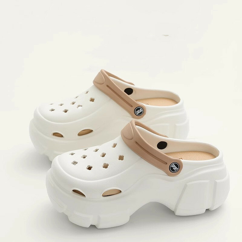 Zapatos con agujeros antideslizantes para mujer, zapatillas gruesas, cómodas y suaves, sandalias informales para exteriores, Playa y jardín