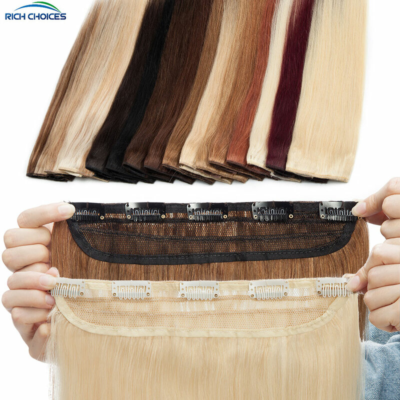 10 "-24" klip dalam ekstensi rambut manusia 100% rambut manusia asli kain satu potong klip dalam rambut lurus alami untuk wanita