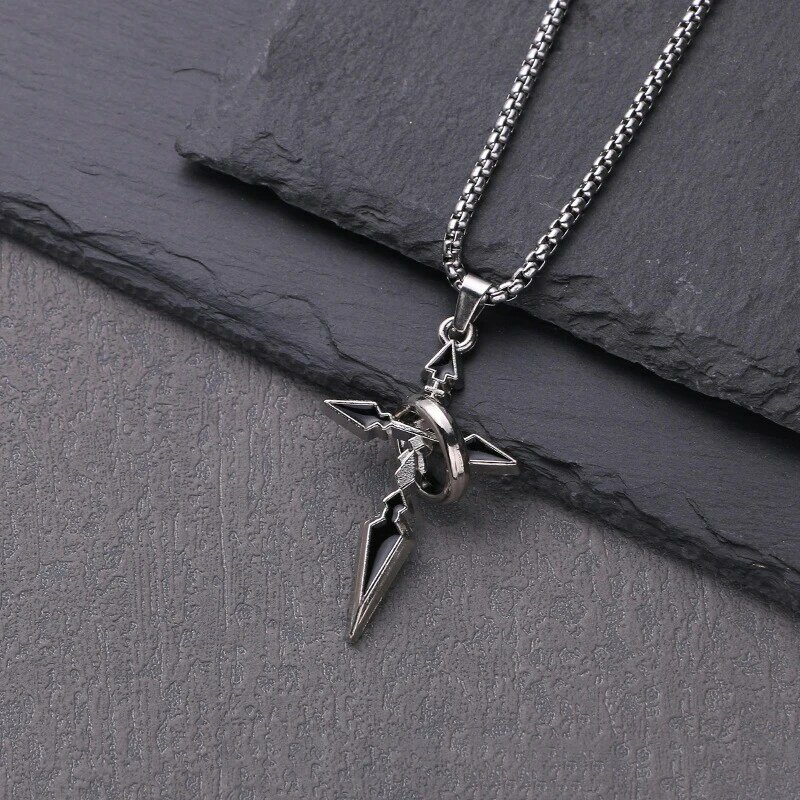 Punk Vintage Gothic Bring Loop Cross Pendant Necklace Long Style Sweater Chain Cool Street Style Men Women Hip Hop Jewelry Gifts