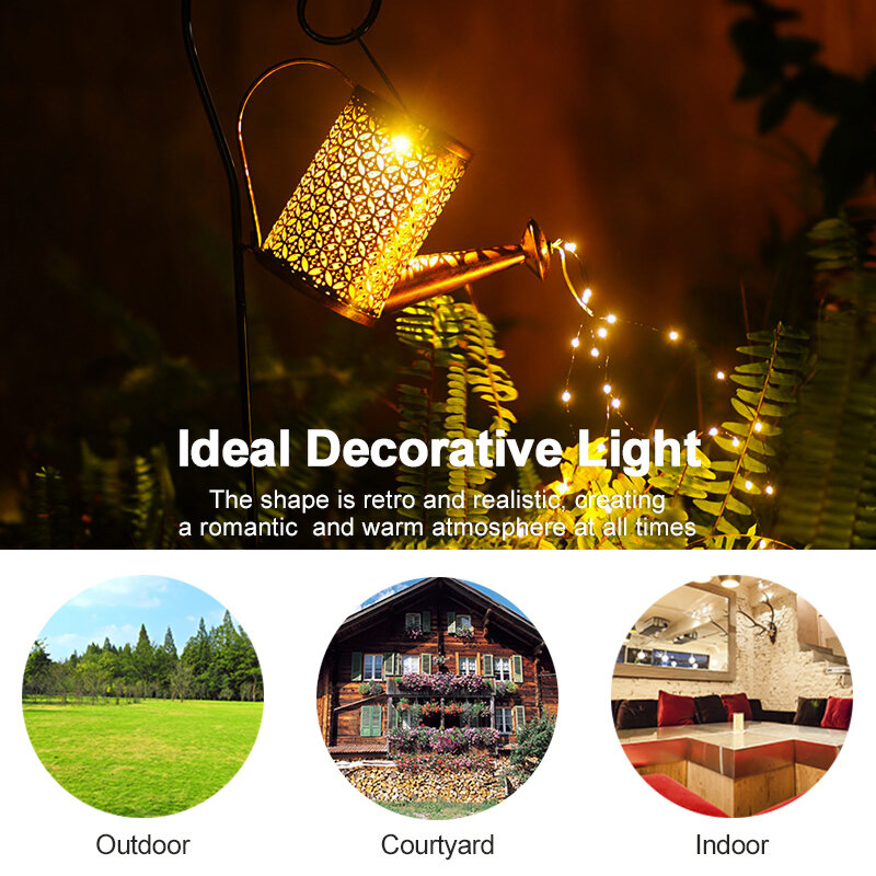 Solar Watering Can Light Hanging Waterfall Lamp 2024 LED Lamp Kettle projection String Lamp Waterproof Outdoor Garden Decor