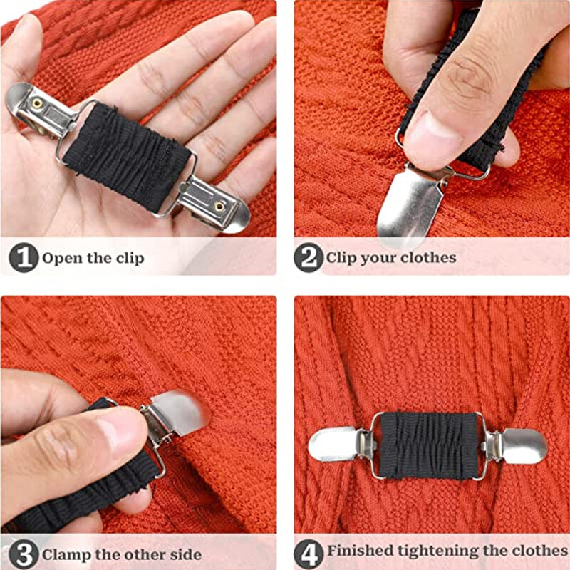 Jurk terug cinch clips elastische kleding clip om vest kraag shirt sjaal clip voor dames kledingstuk tailleband extender