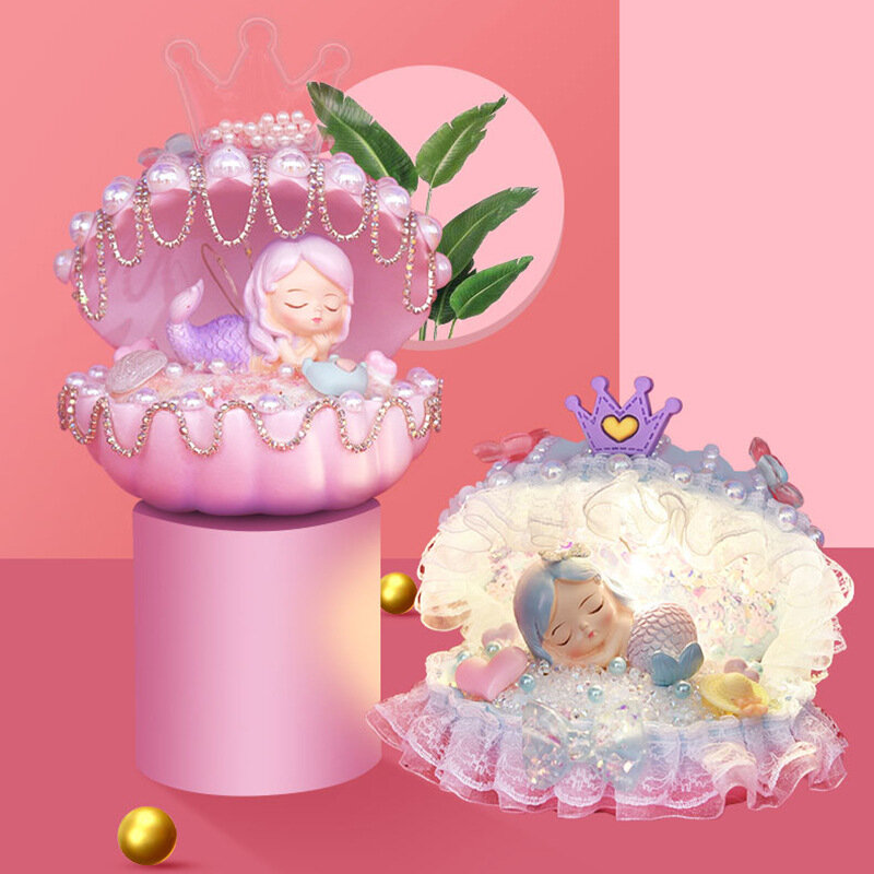 DIY Cream Glue Shell Mermaid Nightlight Creative Children's Handmade Simulation Cream Material Pack Educational Toy for Girls