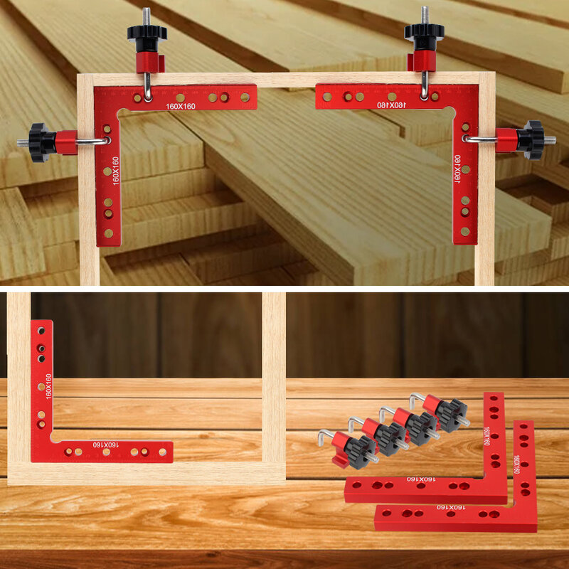 2 buah 90 derajat L berbentuk tambahan perlengkapan penyambungan papan posisi Panel klip tetap tukang kayu penggaris persegi alat pertukangan