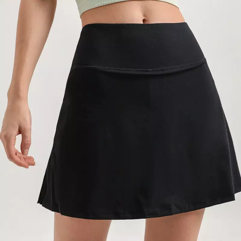 LO Tennis Skirt Slim Fit Fitness High Elasticity Sports Skirt Women's Yoga High Waist Stomach Holds Two Anti Shining Pieces