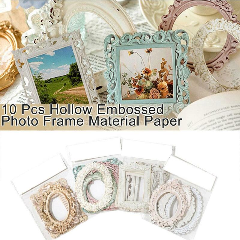 Materiale della cornice per foto Hollow Relief Retro Frame Collage Card Decoratio Collage meeting serie di materiali romantici tenda a mano F1W1