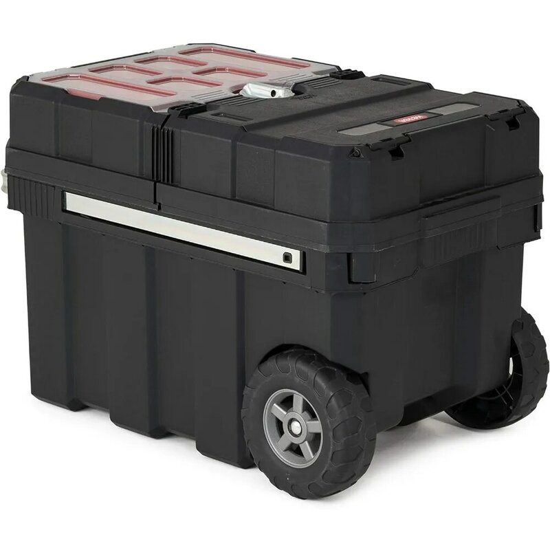 Resin Rolling Toolbox with Locking System and Removable Bins, Perfect Organization and Storage Chest, Toolbox