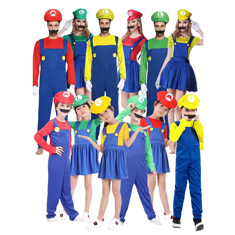 Jumpsuit Game lucu Super Brother Marios Luigi Bros Fantasia pakaian Pria Jumpsuit overall Anime Cosplay karnaval kostum Halloween