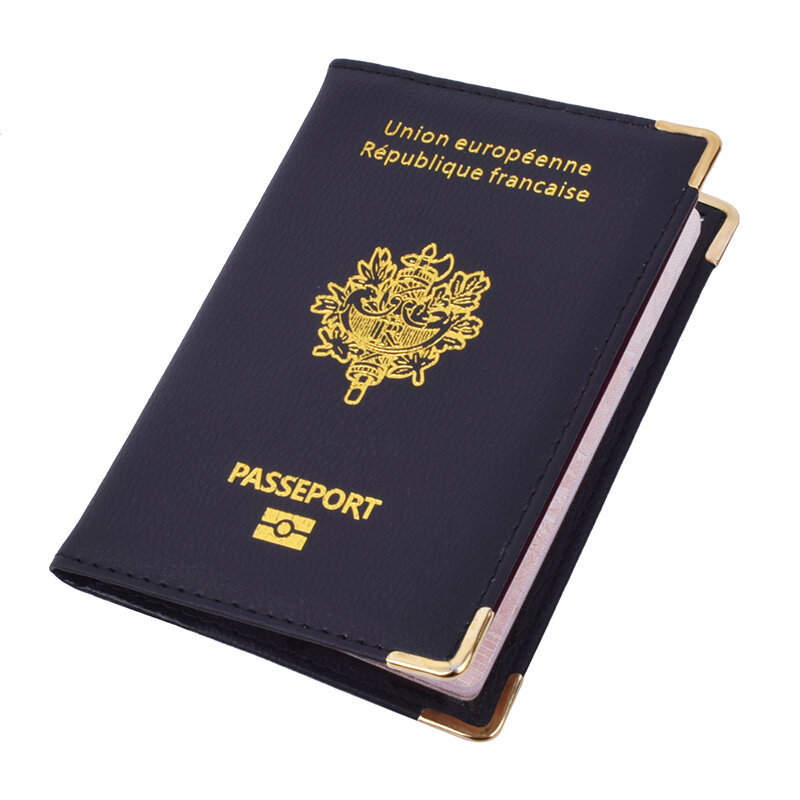 Perancis penutup paspor kulit PU Slot kartu kredit Porte-passepport Housse Pria Wanita Aksesori Perjalanan pengatur paspor Perancis