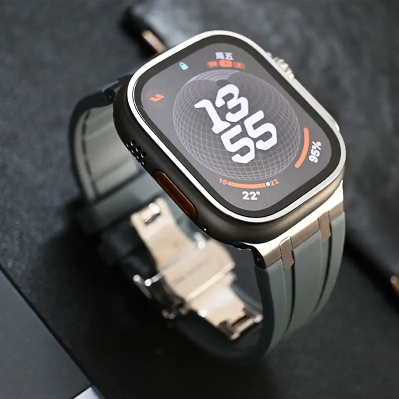 Tali silikon lembut untuk jam tangan Apple, Ultra 2 49MM 6 5 4 Se 40mm 44mm tali karet olahraga untuk Iwatch seri 9 8 7 41mm 45mm Correa
