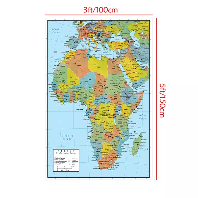 100*150cm The Africa Map of Political Distribution 2011 Version Poster and Prints Canvas Painting Home Living Room Decor