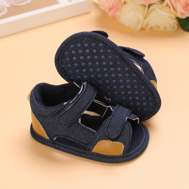 Сандалии для новорожденных, мягкая нескользящая обувь для первых шагов, летняя модная обувь для мальчиков 0-18 месяцев, дышащие босоножки, обувь с мягкой подошвой