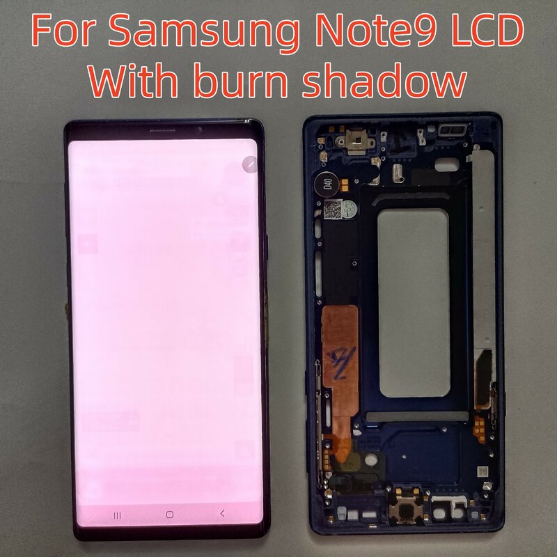 AMOLED asli untuk Samsung Galaxy NOTE9 N960A N960U N960F N960V LCD dengan tampilan bingkai layar sentuh perakitan dengan burn shadow