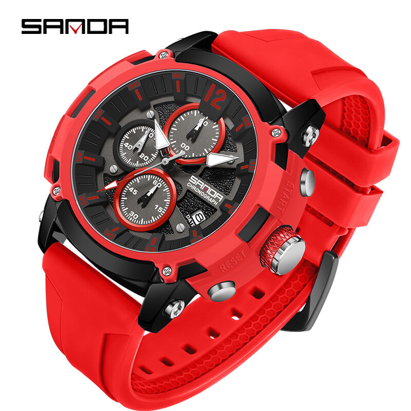 SANDA 5312 водонепроницаемые кварцевые наручные часы, роскошные повседневные мужские часы, новые спортивные часы для 2023, мужские модные часы с секундомером и датой