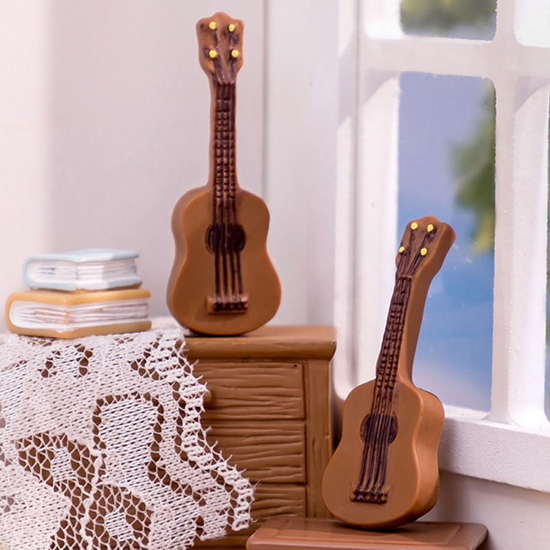 Modelo de Guitarra de 25 piezas, decoración pequeña, Mini casa de muñecas, suministros, instrumentos, accesorios de bricolaje