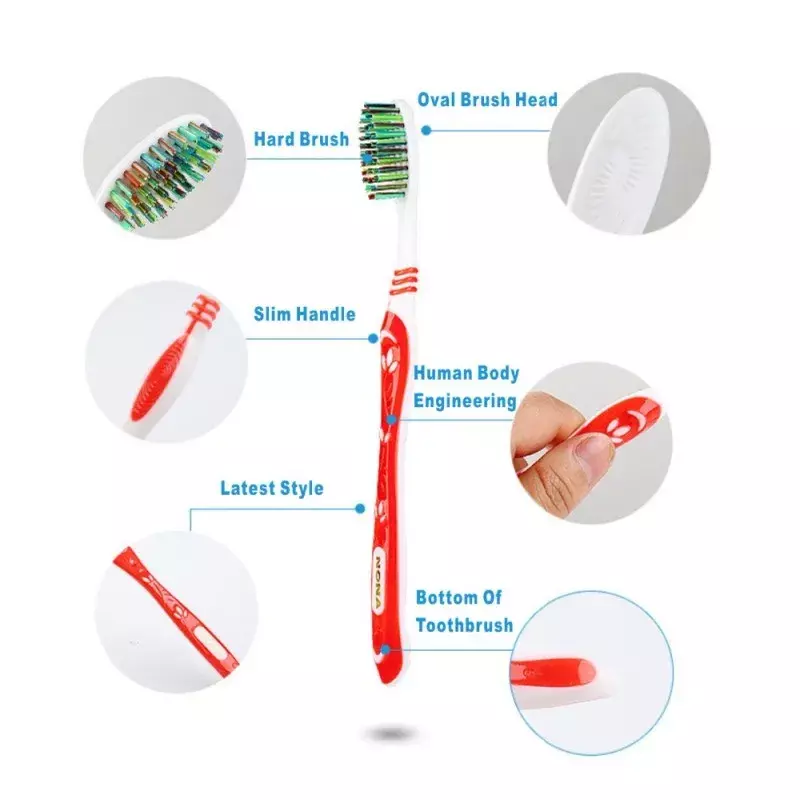 Escova de dentes de cerdas super duras para branquear o dente, ferramentas dentárias, Cross Remove Tongue, placa, fumaça de bactérias, manchas de café, venda quente