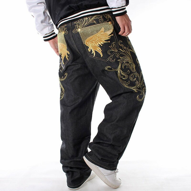 Pantalones vaqueros holgados para hombre, Jeans rectos bordados de pierna ancha, ropa informal de Skateboarder, Hip Hop, Y2K