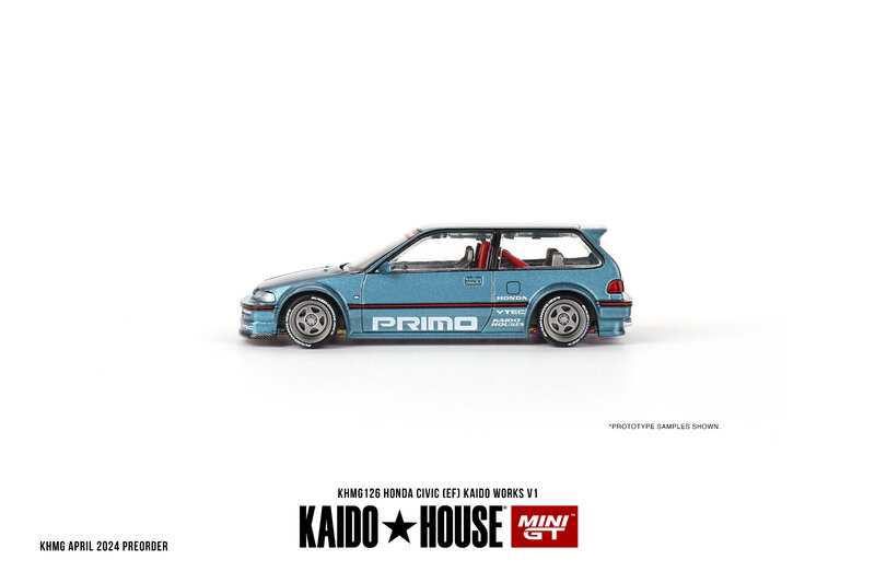 Kaido House et Minigt Civic Toy Toy Model Car, Minigt Civic (EF), Gown V1 Shirt, MG126 Diecast