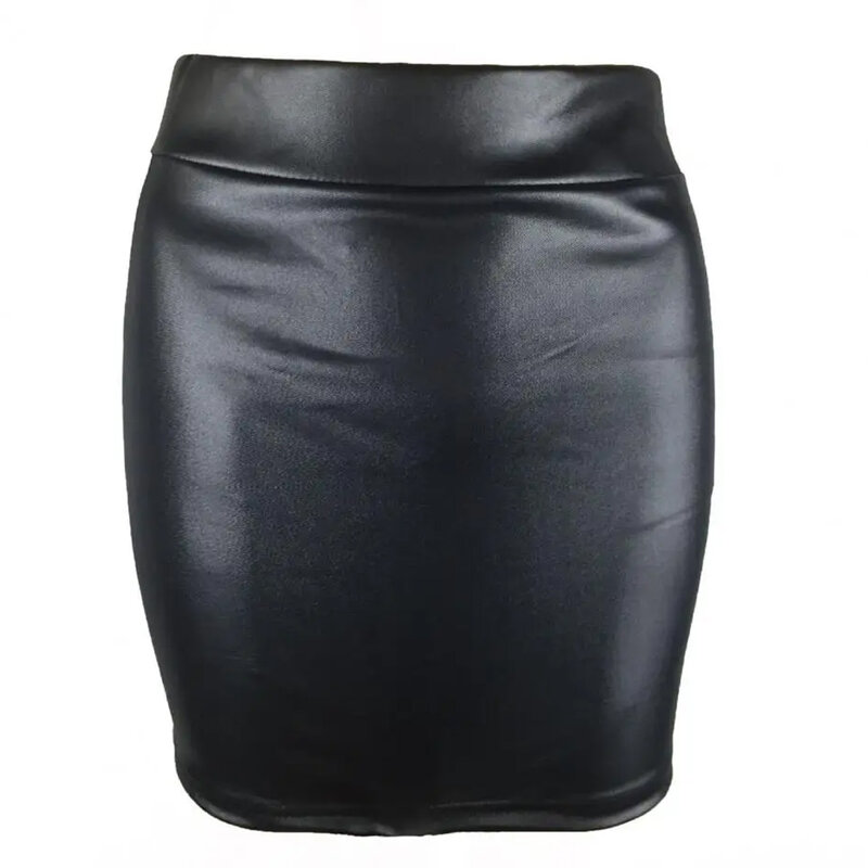 Women PU Leather Elasticity High Waist Fit Skinny Mini Skirt Matte Cozy Skirt Comfortable Commuting Street Smooth Female Skirts