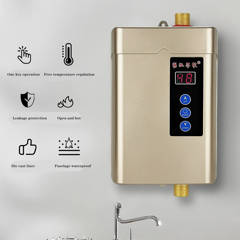 Mini calentador de agua eléctrico para el hogar, máquina de calentamiento de agua instantáneo sin tanque de 110V/220V, 50 - 60HZ