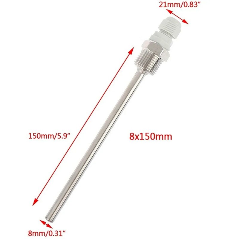 30mm / 50mm / 100mm / 150mm / 200mm Thermowell 1/2 BSP G Thread 250 Celsius Max 304 Stainless Steel For Temperature Sensor