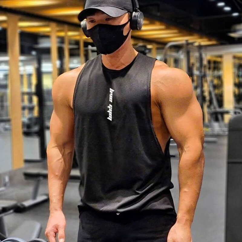 Y2K atasan tanpa lengan pria, kaus otot baru musim panas pakaian Gym olahraga kebugaran Tank Top hitam pria Camiseta Gym Hombre