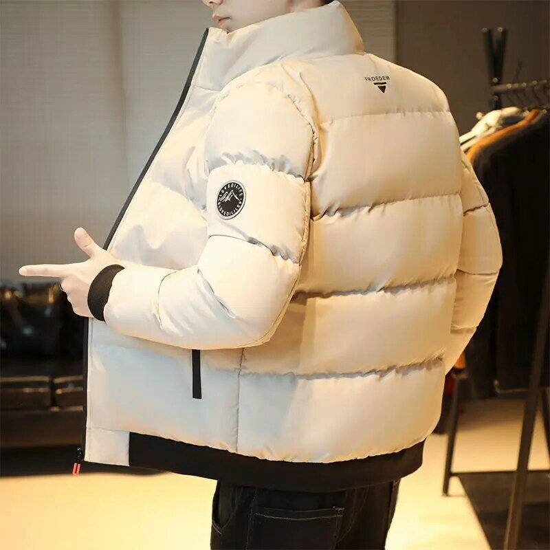 2023 New Winter Men Cotton Clothes Casual Stand Collar Cold-Resistant Outwear Trendy Large Size Thick En Warm Quilted Jacket