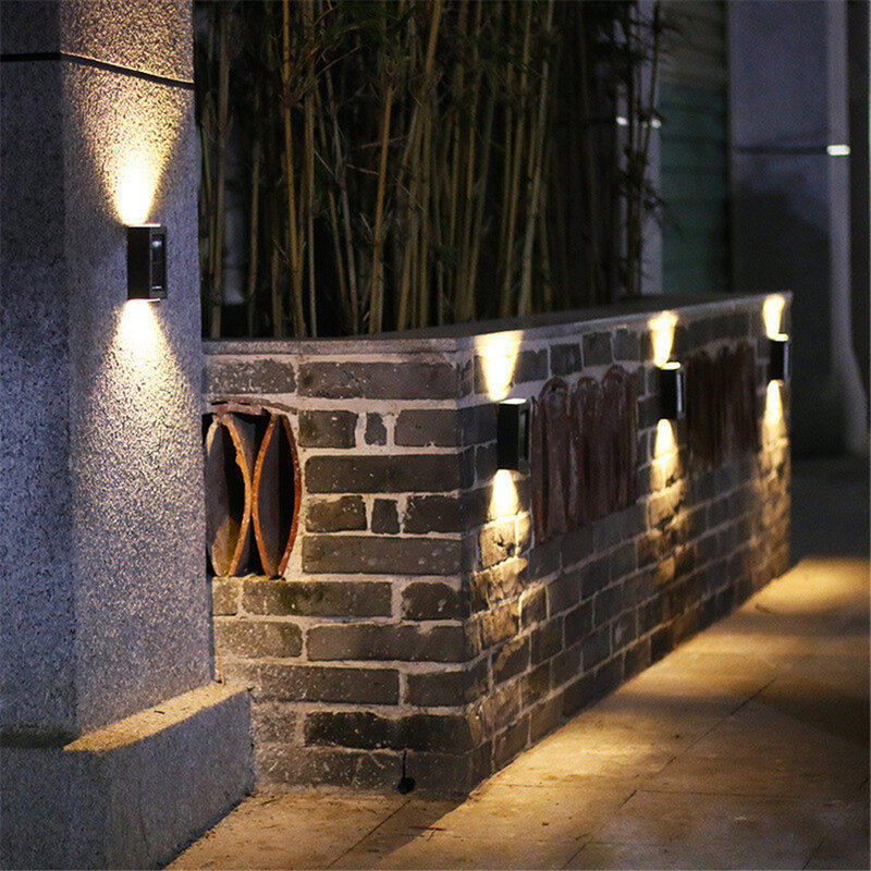 LED 태양광 벽 램프, 야외 방수, 상하 발광 조명, 정원 장식, 태양광 조명, 계단 울타리 햇빛 램프