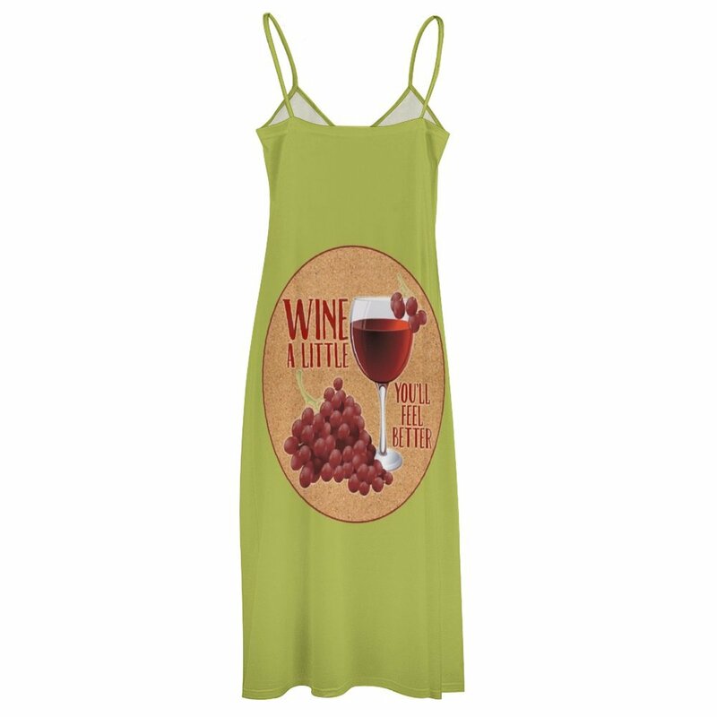 Robe de soirée en fibre pour femmes, un peu de vin, vous vous sentirez mieux, design de verre à vin, raisins, amoureux du vin