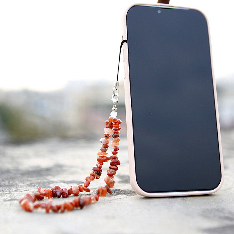 Creative Colorful Gravel Mobile Phone Chain Women Creative Metal Cellphone Strap Lanyard Hanging Anti-Lost Beaded Jewelry Gift