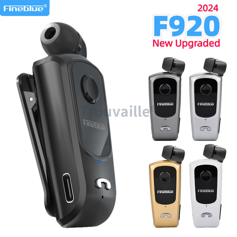 Fineblue F920 Earphone Bluetooth nirkabel, Earphone nirkabel dalam Lotus dengan klip kawat, Headset Handsfree dapat ditarik 2024 Upgrade