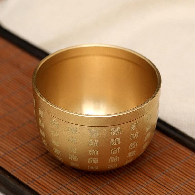 Feng Shui Treasure Bowl Vat Brass Copper Offering Bowl Small Serving Dessert Bowls Wealth Figurine Attract Wealth and Good Luck