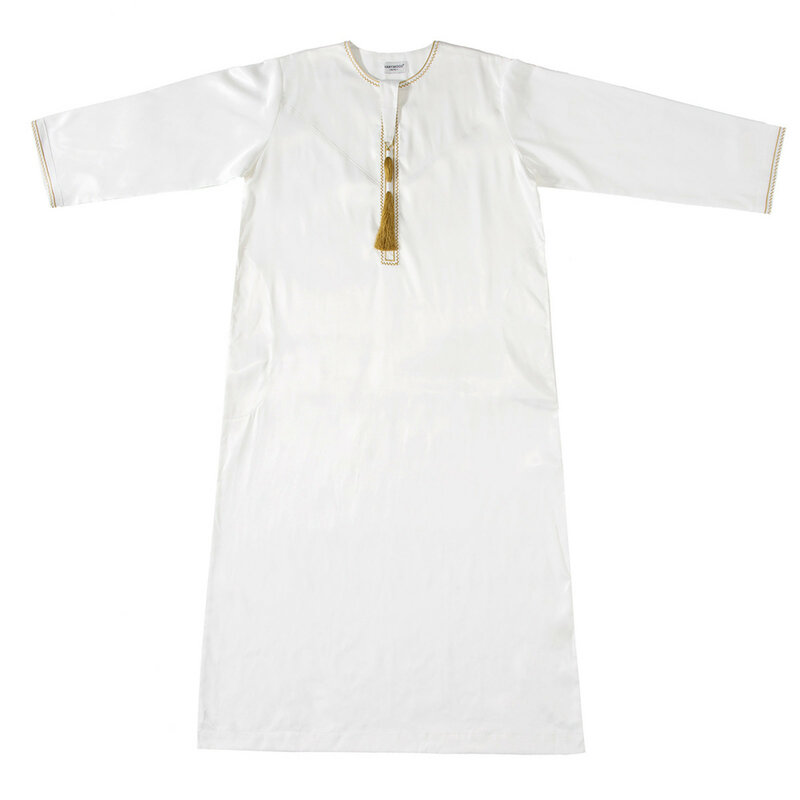 Designerska wiosenna letnia męska koszula z długim rękawem luźna szata z okrągłym dekoltem Vergisiz Urunler Turkiye جلابيات