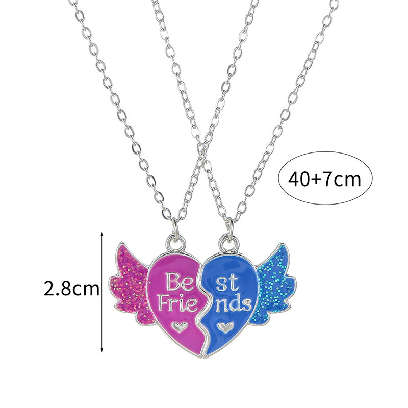 2Pcs/set Heart Shaped Cute Cat Unicorn Koala Bear Pendant Girl BFF Necklace for Kids Best Friend Sister Friendship Jewelry Gifts
