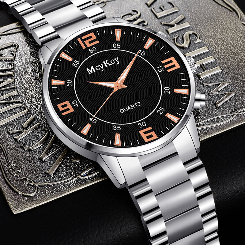 男性用アナログクォーツ腕時計,ステンレス鋼,2022