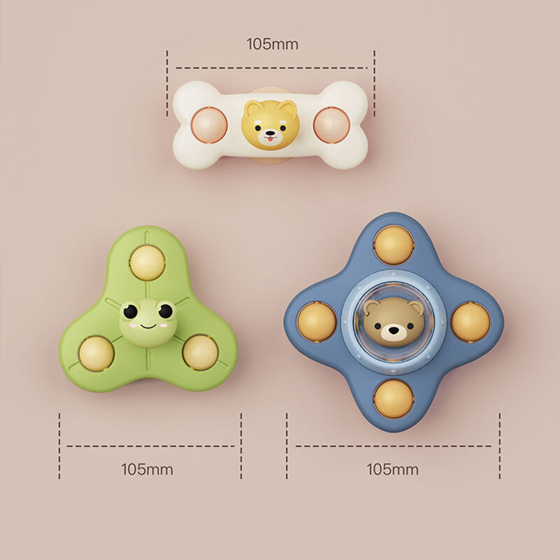 3 buah/set mainan bayi cangkir pengisap mainan Spinner untuk balita Fidget tangan mainan sensorik penghilang stres pendidikan getar berputar