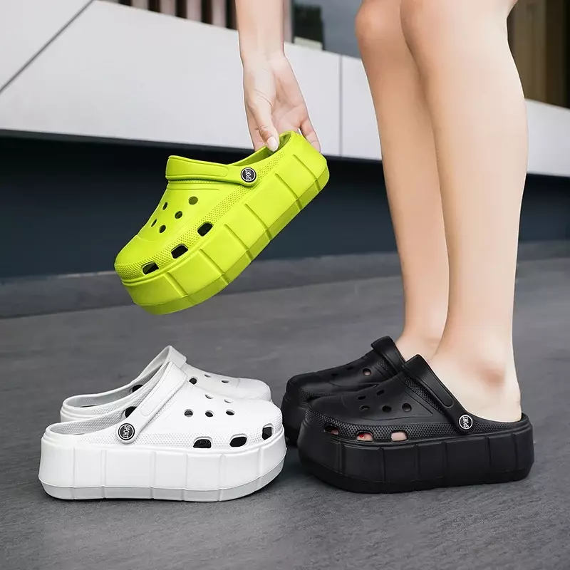 รองเท้าแตะพื้นหนาสำหรับผู้หญิงสำหรับฤดูร้อนรองเท้าแตะชายหาด sepatu kebun แบบแห้ง EVA แบบนิ่มสำหรับผู้หญิงรองเท้าแตะใส่เดินในบ้าน