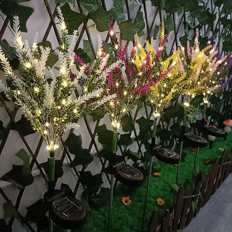 Luces solares de lavanda para jardín exterior, luz de camino de flores de Rosa Azalea para Navidad, Patio, boda, decoración de vacaciones